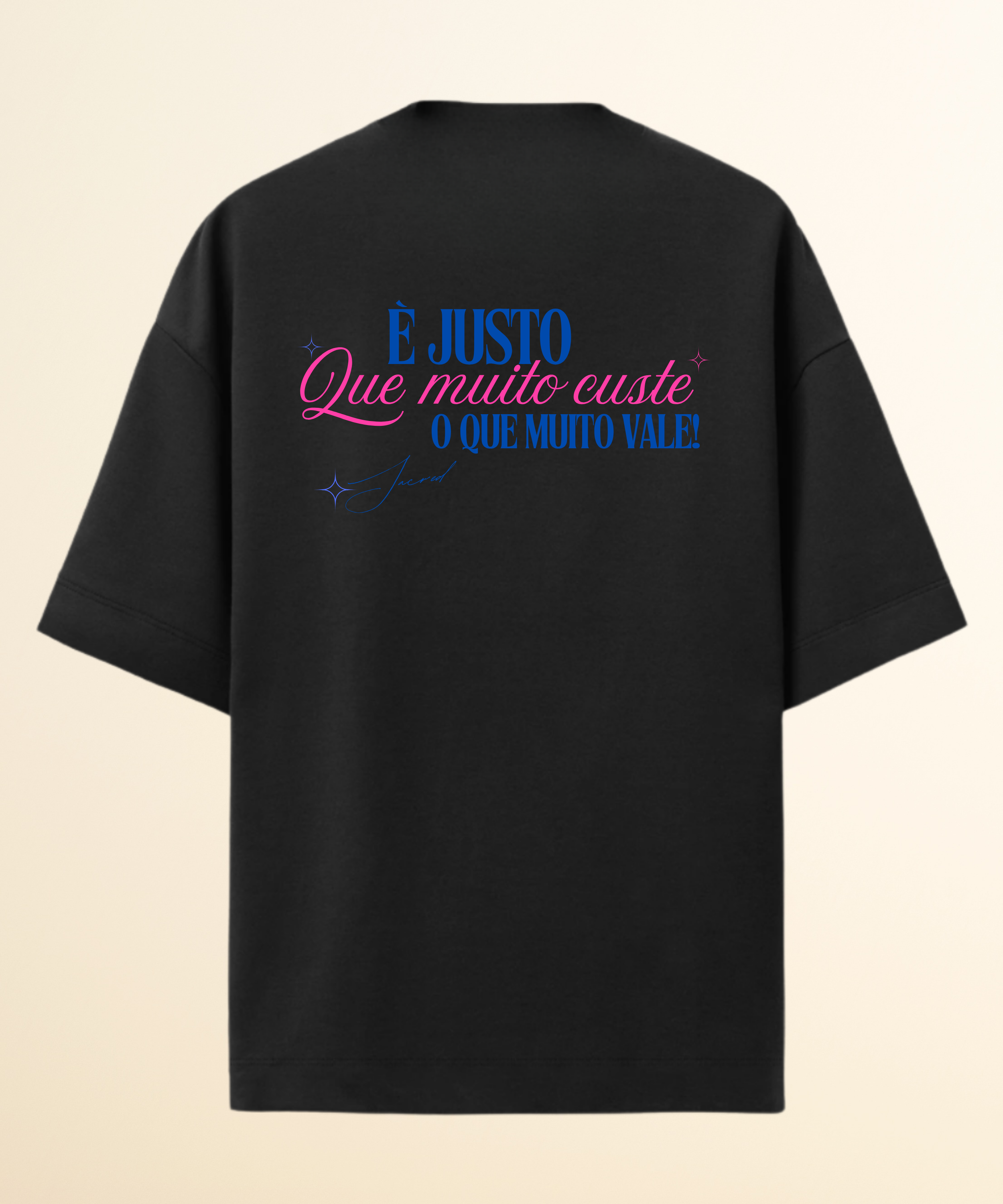 Camiseta Oversized Muito Custe Preta e Off White