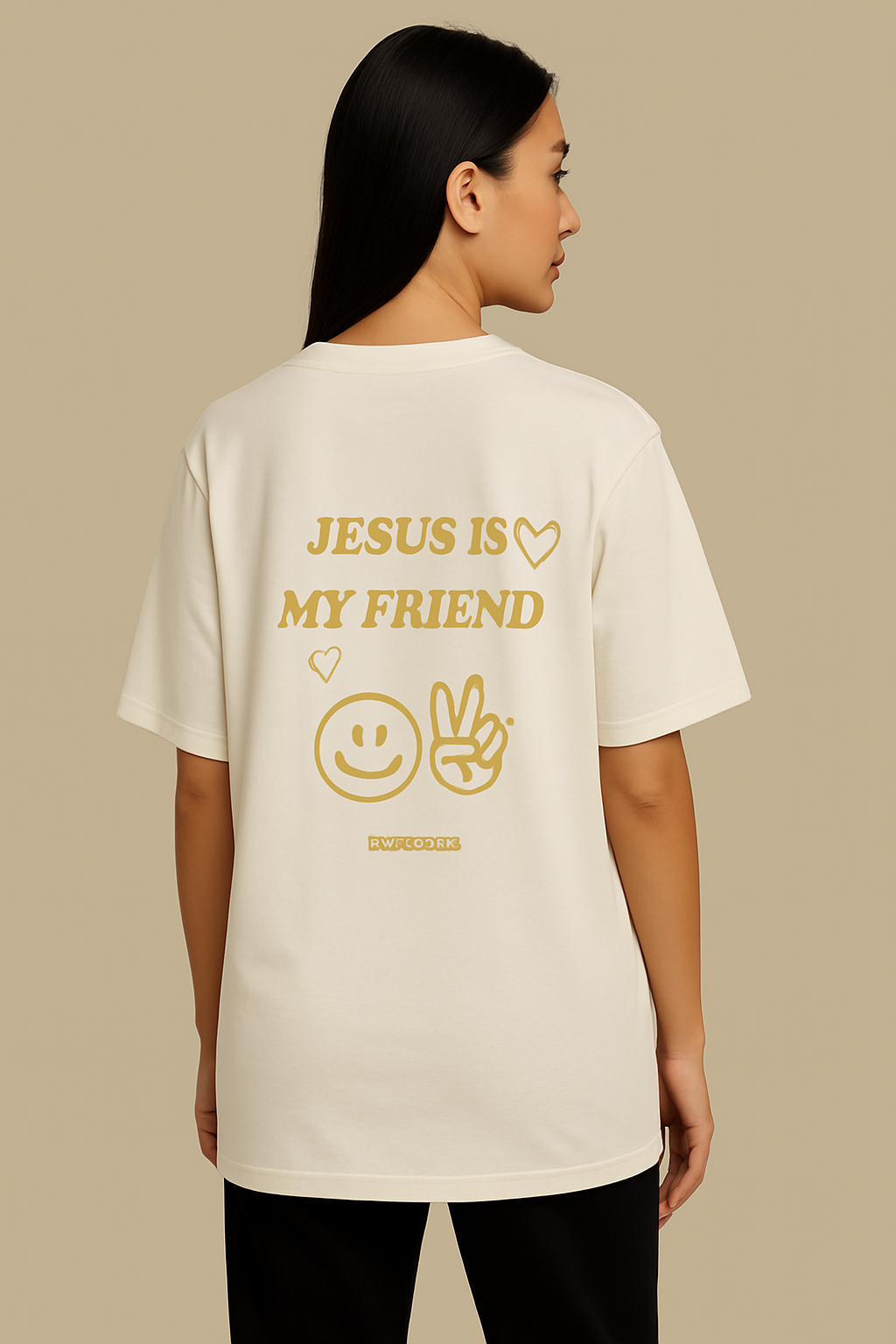 Camiseta Oversized  Off white Jesus is my friend