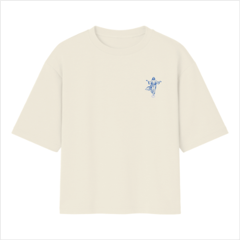 Camiseta Oversized Tudo Dele e Por Ele off white