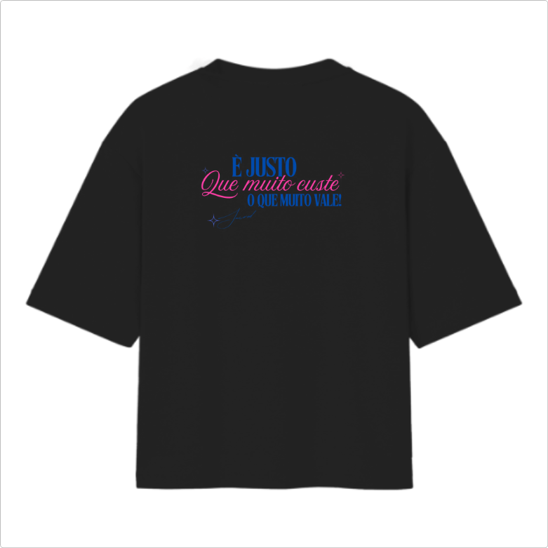 Camiseta Oversized Muito Custe Preta e Off White