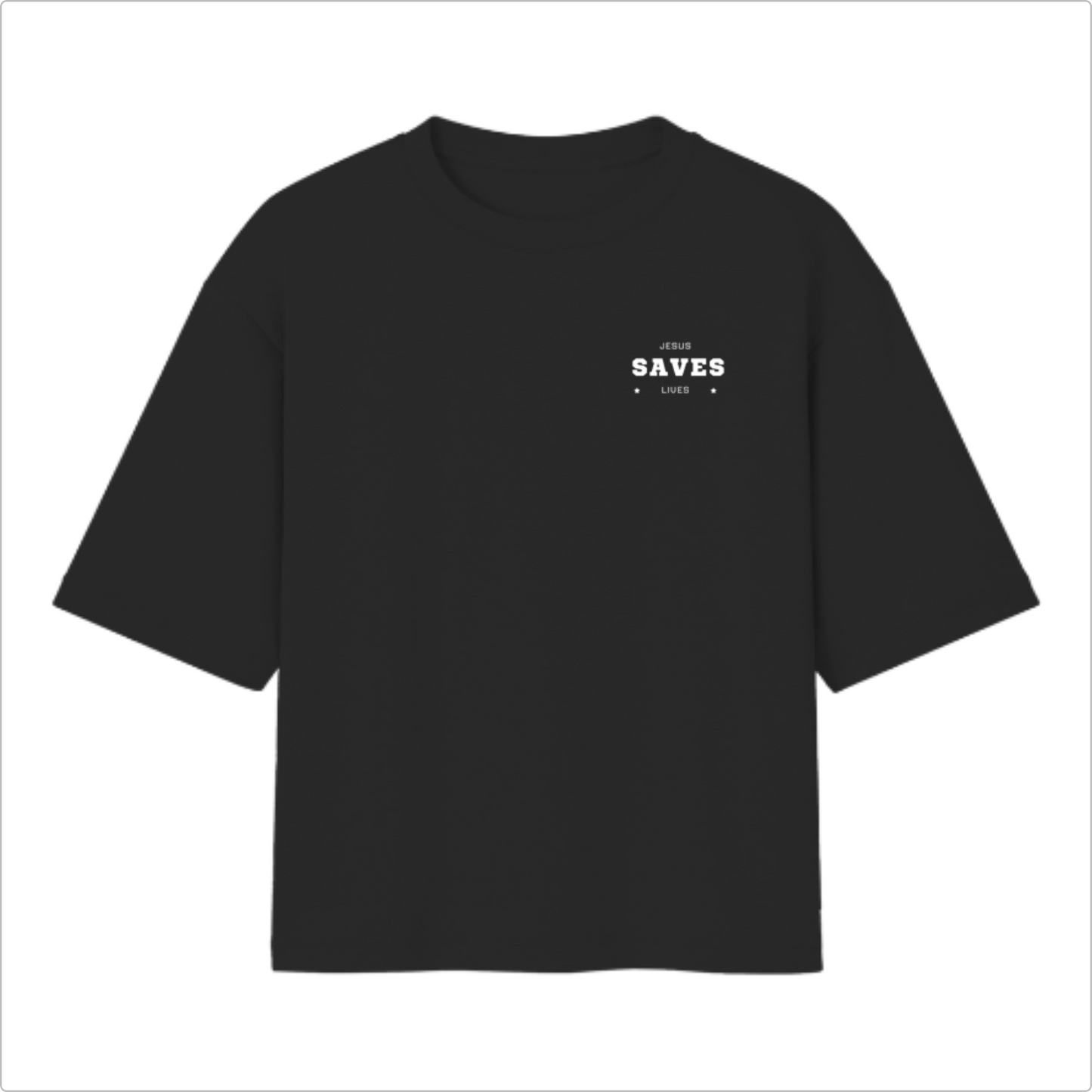 Detalhe estampa Jesus Saves camiseta oversized - Use Sacred