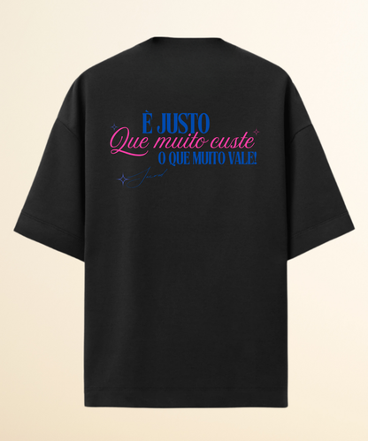 Camiseta Oversized Muito Custe Preta e Off White