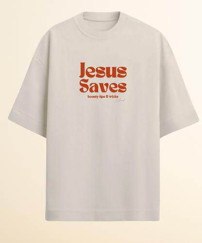 Camiseta Oversized  Off white Jesus Save