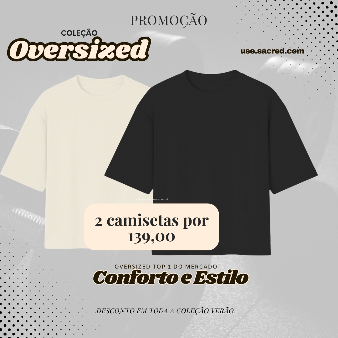 Camiseta Oversized Lisa Preta e Off White