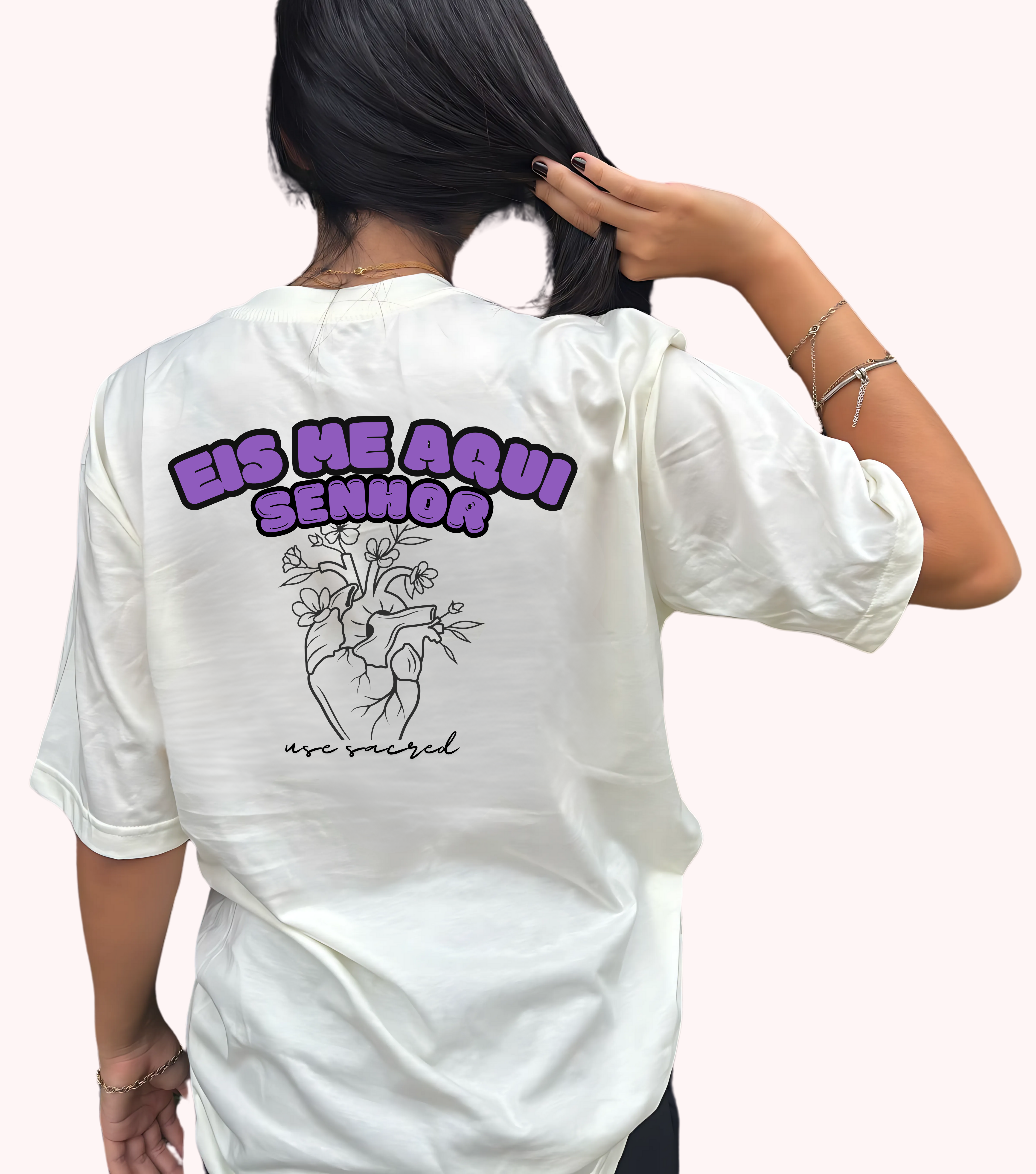 Camiseta Oversized Off White Eis me Aqui