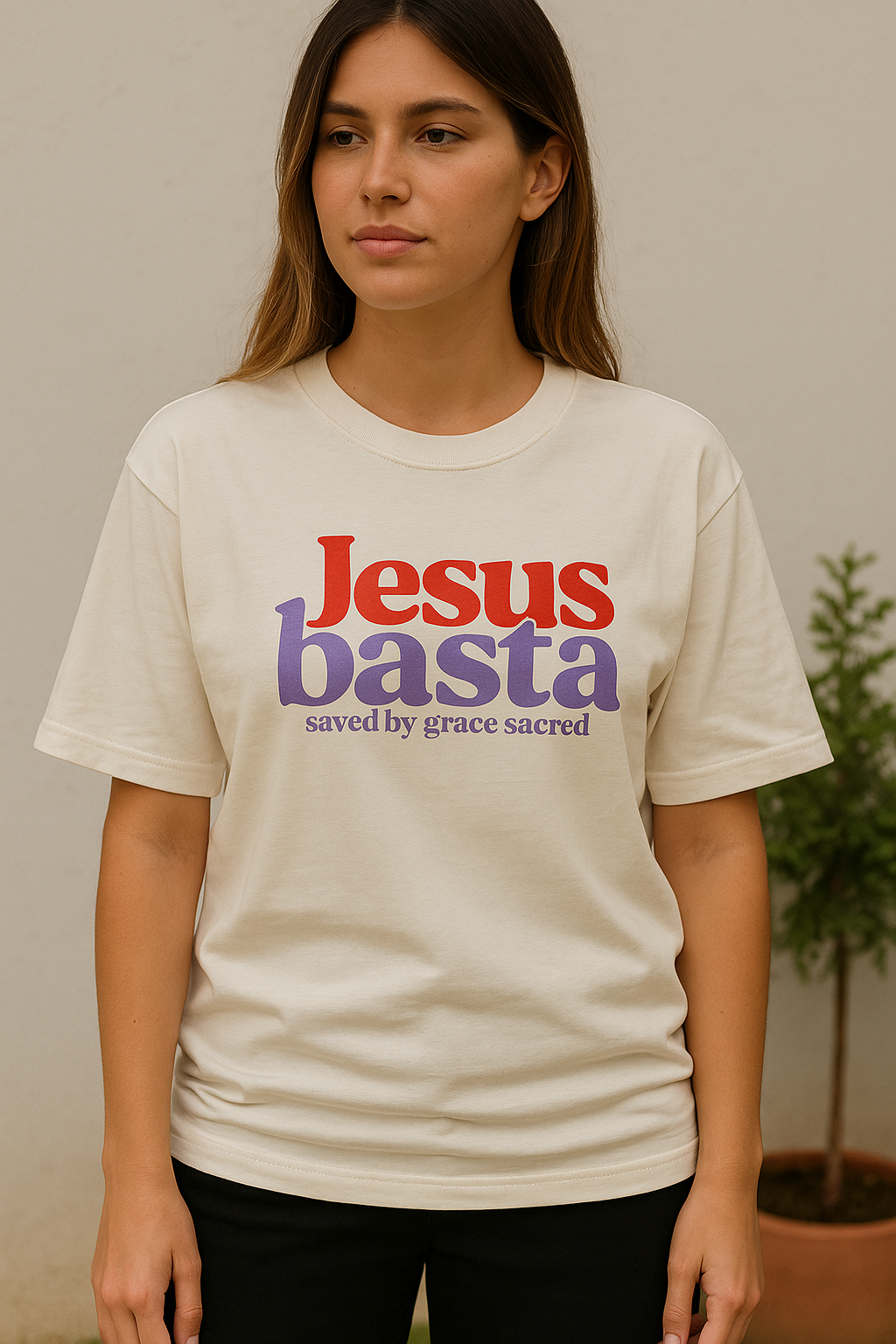 Camiseta Oversized  Off White Jesus Basta