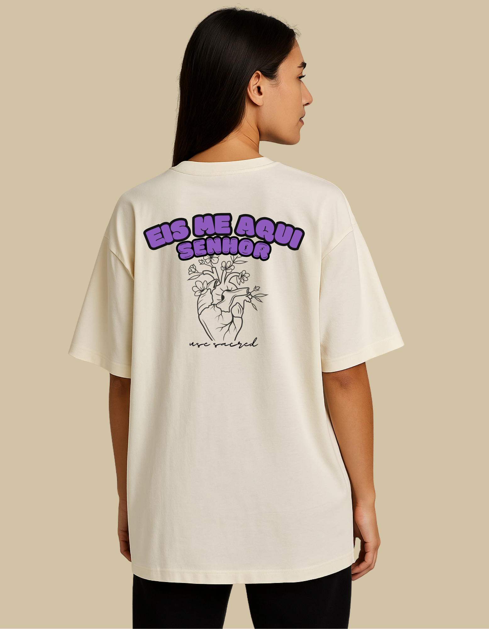 Camiseta Oversized Off White Eis me Aqui