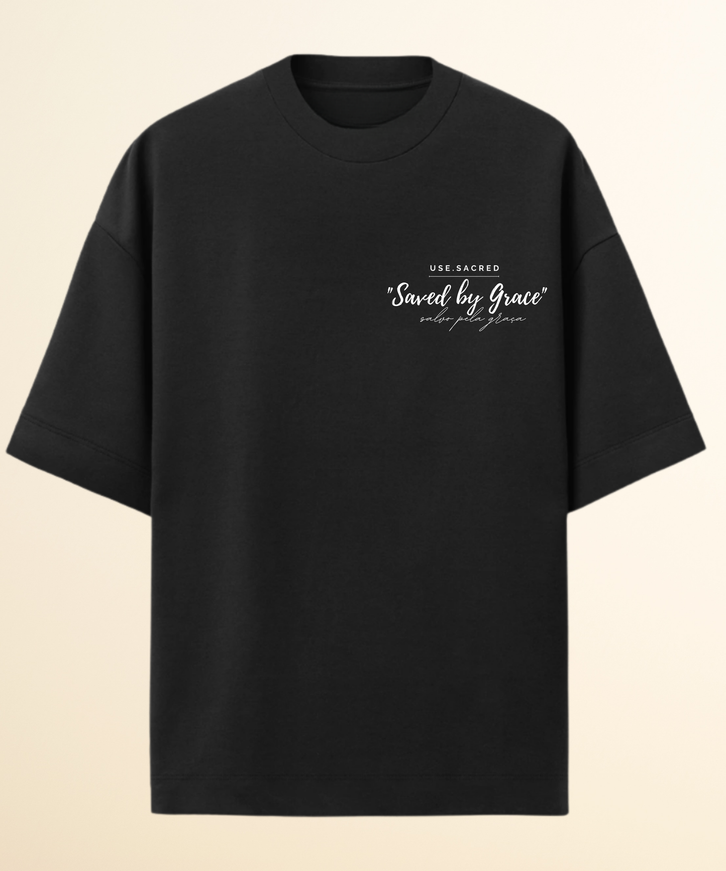 Camiseta Oversized Cristã Feminina Saved by Grace – Algodão Premium
