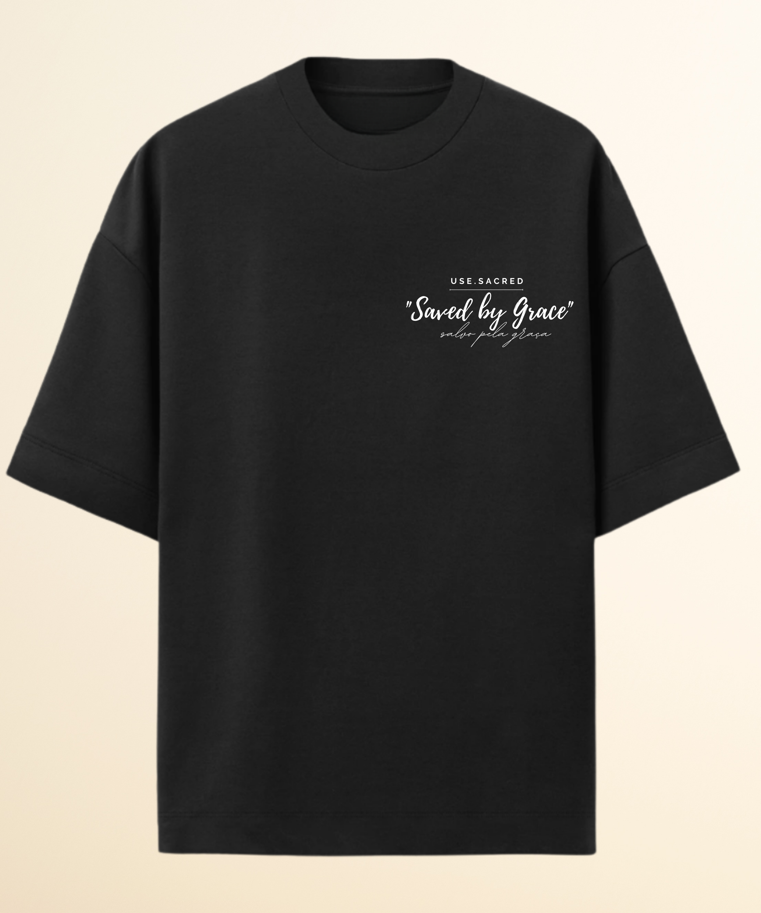 Camiseta Oversized Cristã Feminina Saved by Grace – Algodão Premium