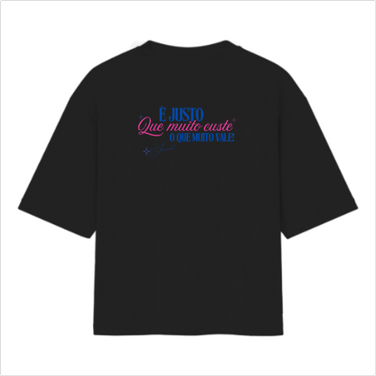 Camiseta Oversized Muito Custe Preta e Off White