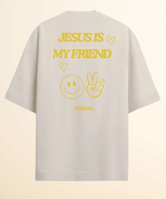 Camiseta Oversized  Off white Jesus is my friend