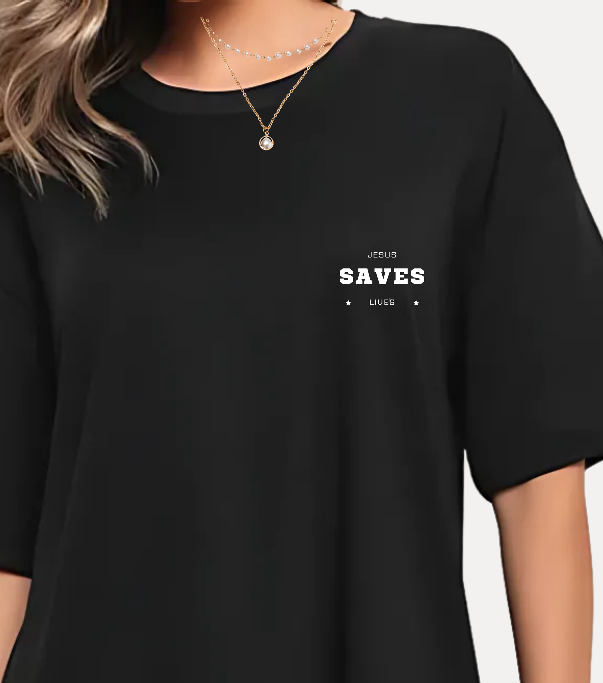 Camiseta oversized preta cristã para academia - Use Sacred