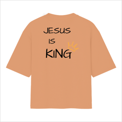 Camiseta Oversized Jesus is King Coroa