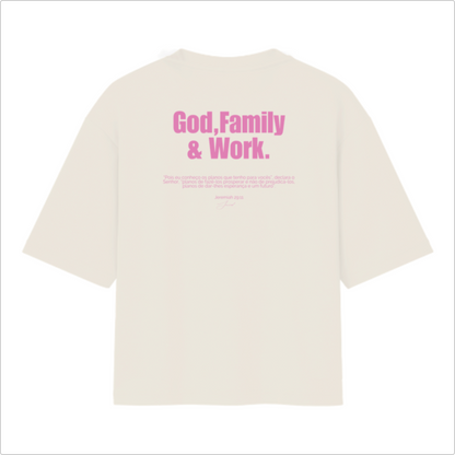 Camiseta Oversized Deus,Familia e Trabalho