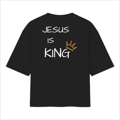 Camiseta Oversized Jesus is King Coroa