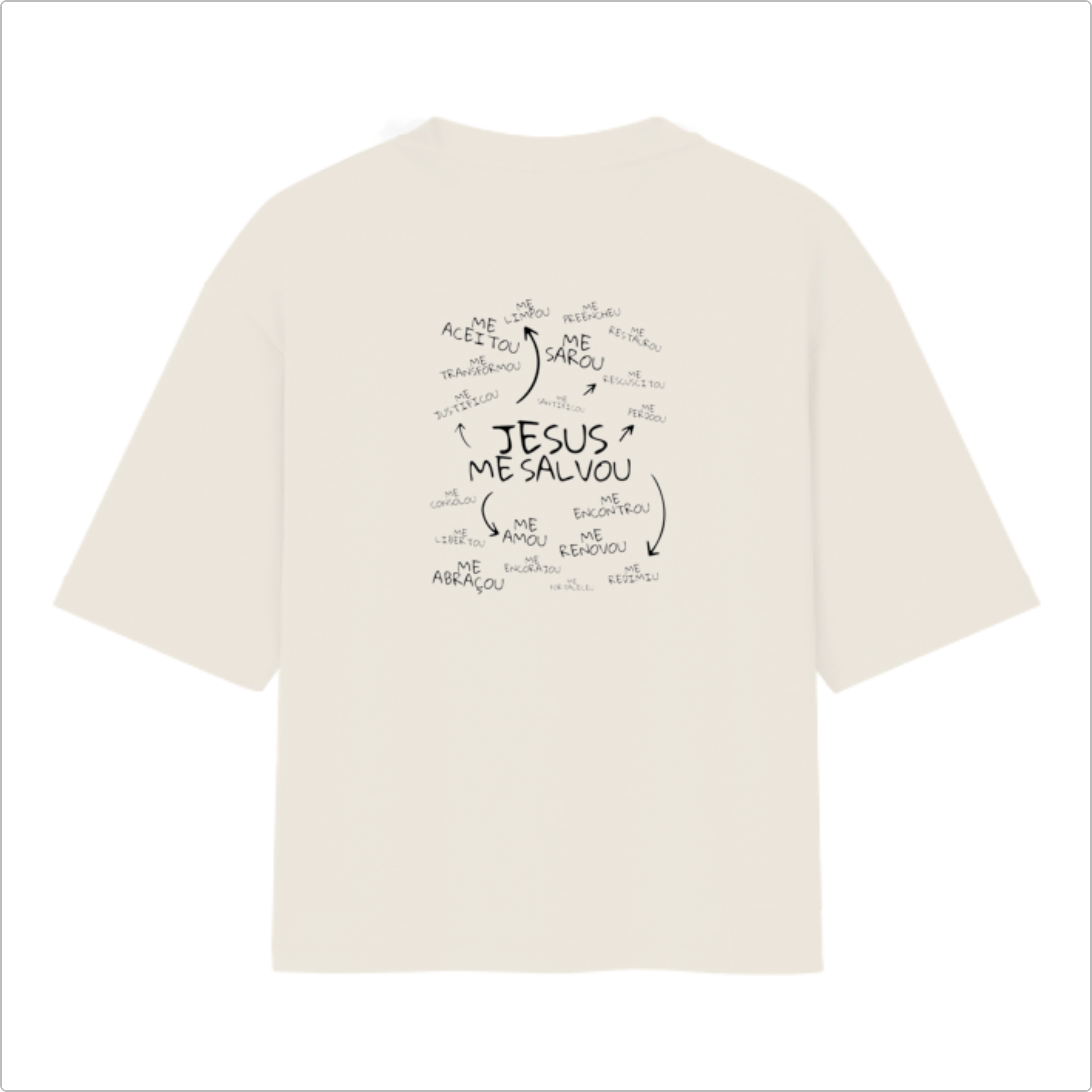 Camiseta Oversized Off white Jesus me salvou